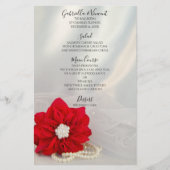 Red Poinsettia White Pearls Winter Wedding Menu (Voorkant)