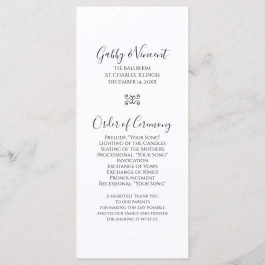 Red Poinsettia White Pearls Winter Wedding Program Programmakaart (Achterkant)