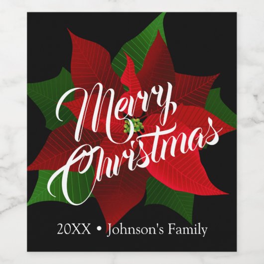 Red Poinsettia Wijn Etiket (Enkel label)