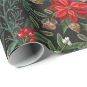 Red Poinsettia Winter Floral Christmas Pattern Cadeaupapier (Rol Hoek)