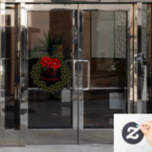 Red Poinsettia Wreater kerstvinyl Raamsticker (Kantoordeur)