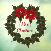 Red Poinsettia Wreater kerstvinyl Raamsticker (Vel 3)