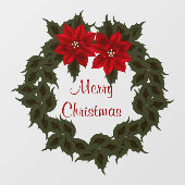 Red Poinsettia Wreater kerstvinyl Raamsticker (Vel)