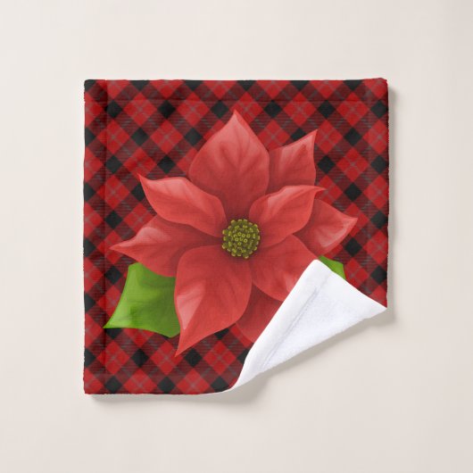 Red Poinsettias BathTowel Set Bad Handdoek (Wasdoekje)