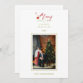 Red Poinsettias Chic Merry-kerstfotoserie (Voorkant / Achterkant)