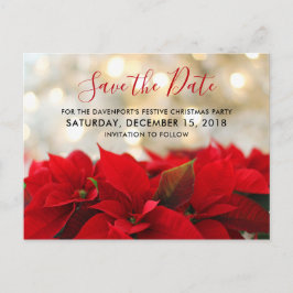 Red Poinsettias Christmas Bewaar de datum Briefkaart
