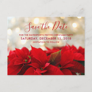 Red Poinsettias Christmas Bewaar de datum Briefkaart