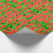 Red Poinsettias en Green Holly Cadeaupapier (Hoek)
