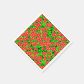 Red Poinsettias en Green Holly Servetten (Hoek)