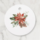 Red Poinsettias en Greenery Kerstmis Bedankjes Labels (Achterkant)