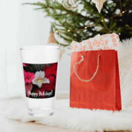 Red Poinsettias en Lady Slipper Orchid Vakantie Glas