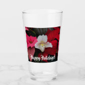 Red Poinsettias en Lady Slipper Orchid Vakantie Glas (Voorkant)