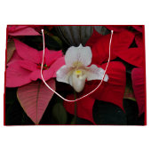 Red Poinsettias en Lady Slipper Orchid Vakantie Groot Cadeauzakje (Voorkant)
