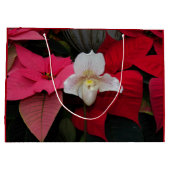 Red Poinsettias en Lady Slipper Orchid Vakantie Groot Cadeauzakje (Achterkant)