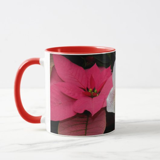 Red Poinsettias en Lady Slipper Orchid Vakantie Mok (Links)