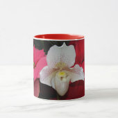 Red Poinsettias en Lady Slipper Orchid Vakantie Mok (Midden)
