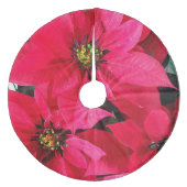 Red Poinsettias Fleece Kerstboom Rok (Voorkant)