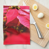 Red Poinsettias Flowers Theedoek (Quarter Fold)