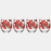 Red Poinsettias Flowers Wijnglas Zonder Voet (Voorkant)