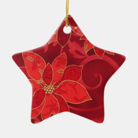 Red Poinsettias Holiday kerstversiering Keramisch Ornament (Voorkant)