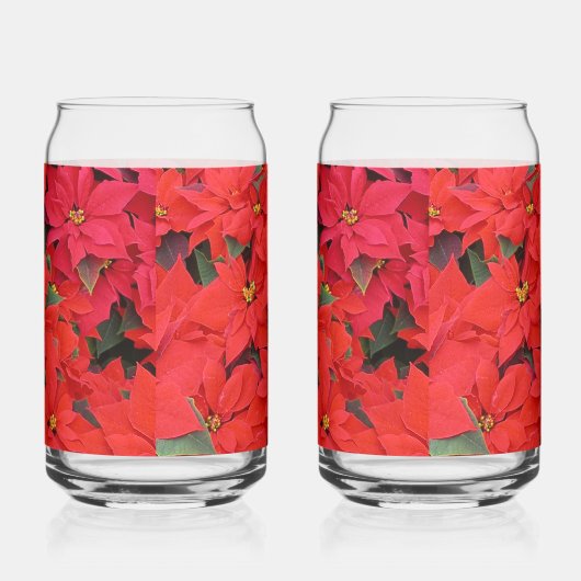 Red Poinsettias I Kerstfeestdag Floral Foto Blikvorm Glas (Rechts)