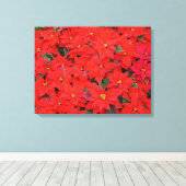 Red Poinsettias I Kerstfeestdag Floral Foto Canvas Afdruk (Insitu (Houten vloer))