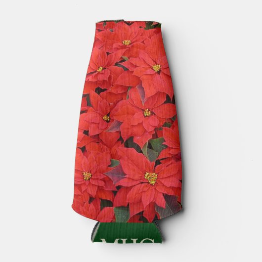 Red Poinsettias I Kerstfeestdag Floral Foto Flesjeskoeler (Voorkant)