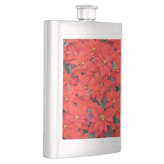 Red Poinsettias I Kerstfeestdag Floral Foto Heupfles (Rechts)