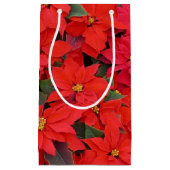 Red Poinsettias I Kerstfeestdag Floral Foto Klein Cadeauzakje (Voorkant)