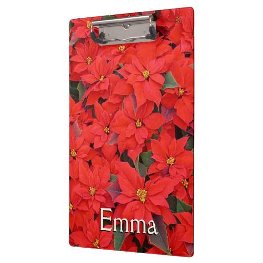 Red Poinsettias I Kerstfeestdag Floral Foto Klembord (Links)