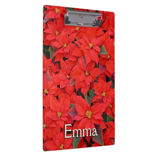 Red Poinsettias I Kerstfeestdag Floral Foto Klembord (Rechts)