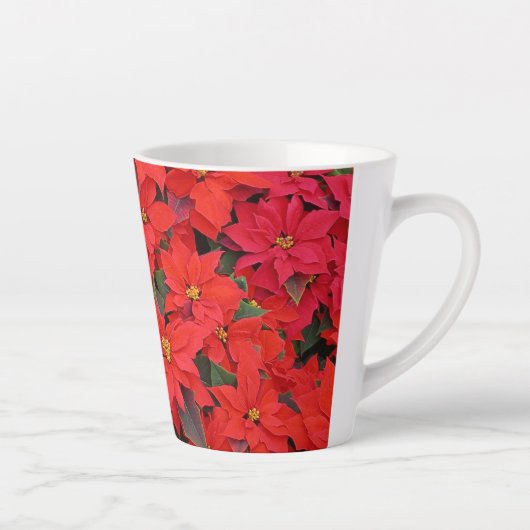 Red Poinsettias I Kerstfeestdag Floral Foto Latte Mok (Rechts)