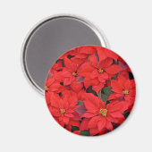 Red Poinsettias I Kerstfeestdag Floral Foto Magneet (Voorkant / Achterkant)