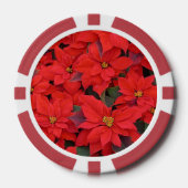 Red Poinsettias I Kerstfeestdag Floral Foto Poker Chips (Voorkant)