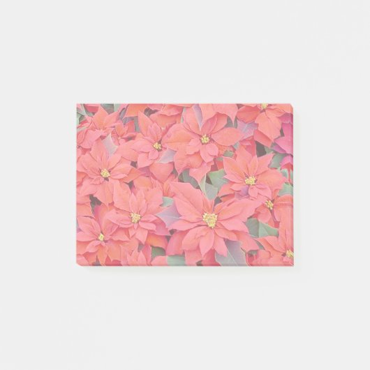 Red Poinsettias I Kerstfeestdag Floral Foto Post-it® Notes (Voorkant)