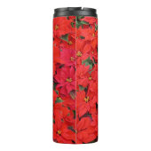 Red Poinsettias I Kerstfeestdag Floral Foto Thermosbeker (Achterkant)