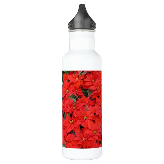 Red Poinsettias I Kerstfeestdag Floral Foto Waterfles (Links)