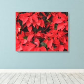 Red Poinsettias II Kerstfeestdag Floral Canvas Afdruk (Insitu (Houten vloer))