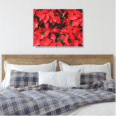 Red Poinsettias II Kerstfeestdag Floral Canvas Afdruk (Insitu (Slaapkamer))