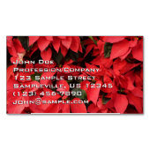 Red Poinsettias II Kerstfeestdag Floral Magnetisch Visitekaartje (Voorkant)