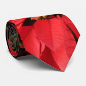 Red Poinsettias II Kerstfeestdag Floral Stropdas (Opgerold)