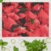 Red Poinsettias II Kerstfeestdag Floral Theedoek (Gevouwen)