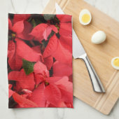 Red Poinsettias II Kerstfeestdag Floral Theedoek (Quarter Fold)