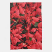 Red Poinsettias II Kerstfeestdag Floral Theedoek (Verticaal)