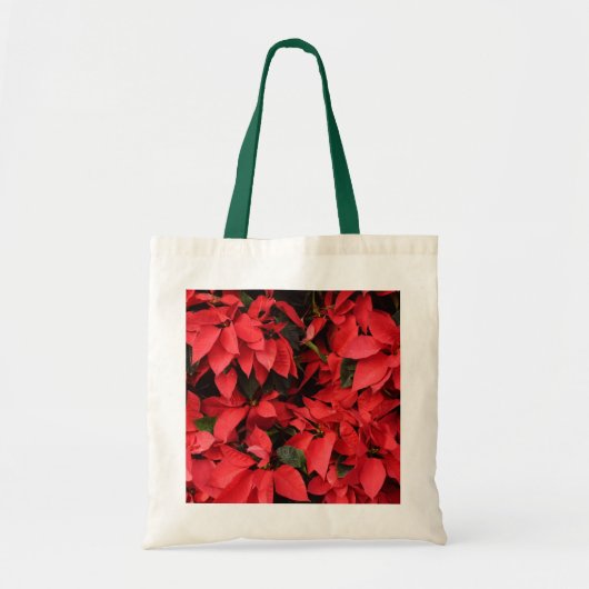 Red Poinsettias II Kerstfeestdag Floral Tote Bag (Voorkant)