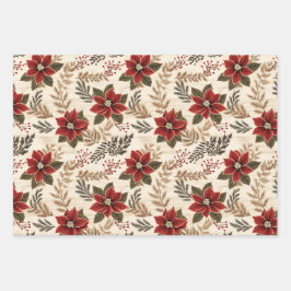 Red Poinsettias Inpakpapier Vel