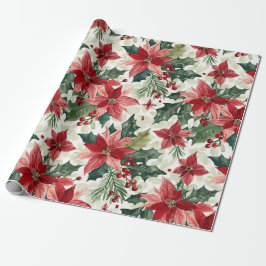 Red Poinsettias Kerstmis Cadeaupapier
