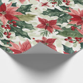 Red Poinsettias Kerstmis Cadeaupapier (Hoek)