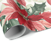 Red Poinsettias Kerstmis Cadeaupapier (Rol Hoek)