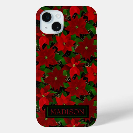 Red Poinsettias Kerstmis Case-Mate iPhone Case (Achterkant)